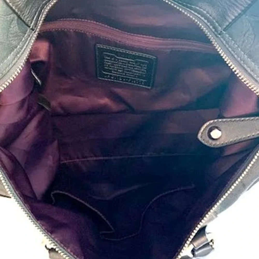 Coach Ashley Sateen & Leather Two-Way Shoulder Satchel Metallic Charcoal Grey - Picture 8 of 8